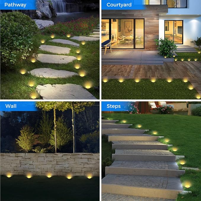 Mini Solar Ground Lights, 16 Pack Flat Solar Disc Lights Outdoor Waterproof, 2.3 Inch Small Solar Garden Lights Landscape Lighting for Outside Pathway Garden Yard Lawn Walkway,Warm White