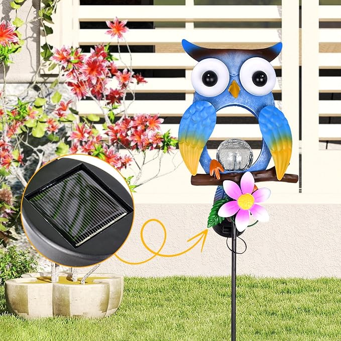Animal Modeling Design Garden Decor Solar Lights Owl Lawn Light, for Yard Outdoor Decorations Ground Inserted Outdoor Waterproof Garden Lamp LED,Patio, Courtyard, Gifts for Mom Grandma (Warm)