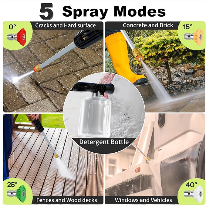 2026New Pressure Washer 4800PSI, 34" Tall, 4 Quick Connect Nozzles,Inlet Hose&Filter&500mlFoam Cannon for Cars/Fences/Driveways/Home Cleaning,Red