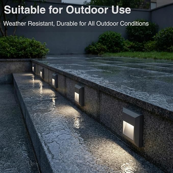 ZONK Outdoor Indoor Step Lights 110V-240V, Non-dimmable 4000K Stair Lights Outdoor Indoor, Waterproof IP65 Retaining Wall Lights for House, 1 Pack
