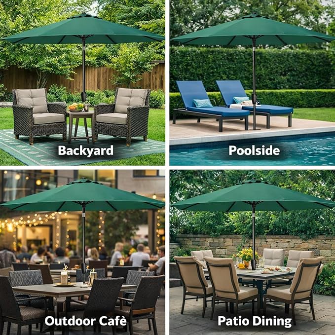 Sfmora 9ft Patio Umbrella Replacement Canopy for 8 Ribs, Outdoor Umbrella Canopy ONLY, Market Umbrella Top, Water-Resistant & UV-Protective