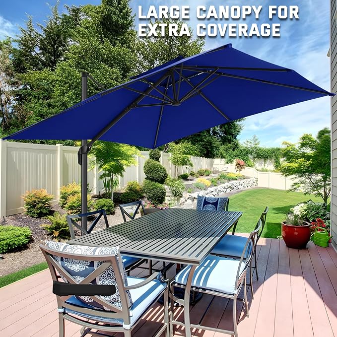 HOTEEL Patio Umbrella - 10ft Cantilever Umbrella Outdoor for Patio, Offset Umbrellas with Double Top Vent, UV resistant & Fade resistant, Large Table Umbrella on Clearance for Deck, Pool, Market, Backyard -Dark Blue