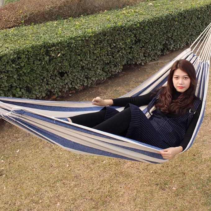 Portable Canvas Hammock Multipurpose Camping Indoor Dormitory Washable Portable Easy to Install Hammock Comfortable(Green)