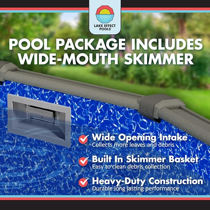 Lake Effect Pools 'Testudo' 18 ft x 33 ft Oval Above Ground Swimming Pool | 52 Inch Resin Protected Steel Sided Walls | Bundle Includes: 25 Gauge Overlap Liner & Widemouth Skimmer