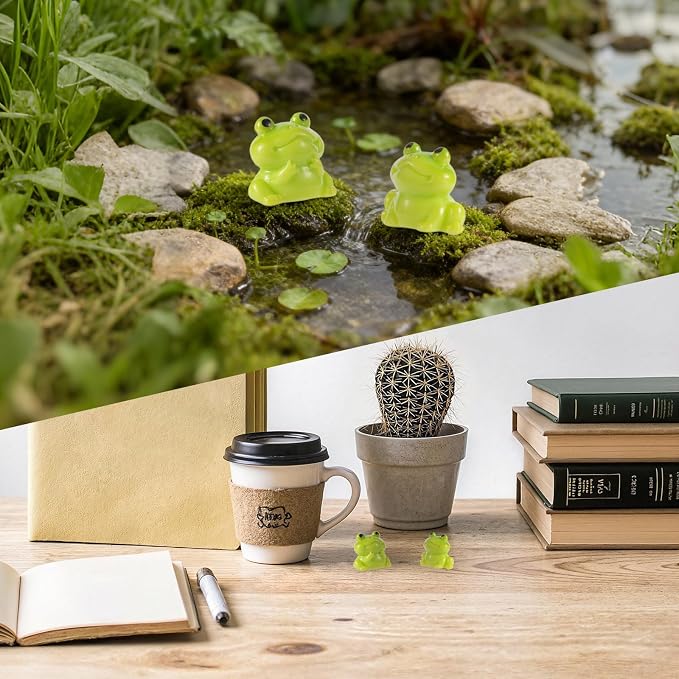 36pcs Mini Resin Frogs with Mini Suitcase Fairy Garden Accessory | Tiny Frogs Little Small Resin Animals for Landscape, Succulents Decor, DIY Craft