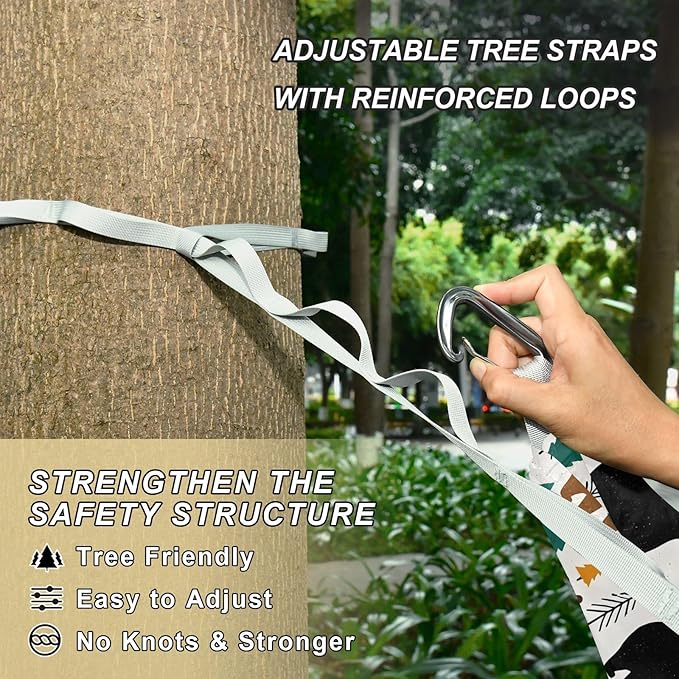 Camping Hammock Outdoor Hammocks for Outside Bear Forest Beach Trees Portable Lightweight with Pockets Tree Straps Indoor