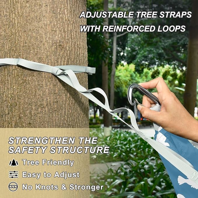 Camping Hammock Outdoor Hammocks for Outside Pigeon Blue Beach Trees Portable Lightweight with Pockets Tree Straps Indoor