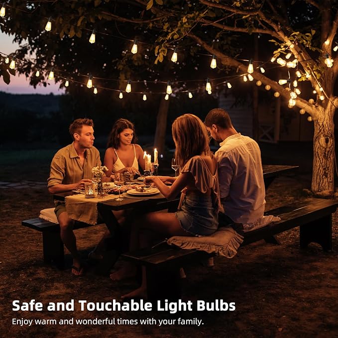 FOOMAN LED Outdoor String Lights, 300FT Outside Waterproof Patio Lights with 146+3 Shatterproof ST38 Edison Bulbs, 2700K Warm White Hanging Light, Dimmable Light for Backyard Porch Gazebo(150FT x 2)