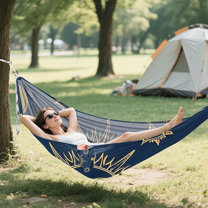 Gold Boho Sun Moon 330lb Capacity Hammocks for Camping with Tree Straps Indoor Hammock for Outside Beach Patio Garden Base para hamaca