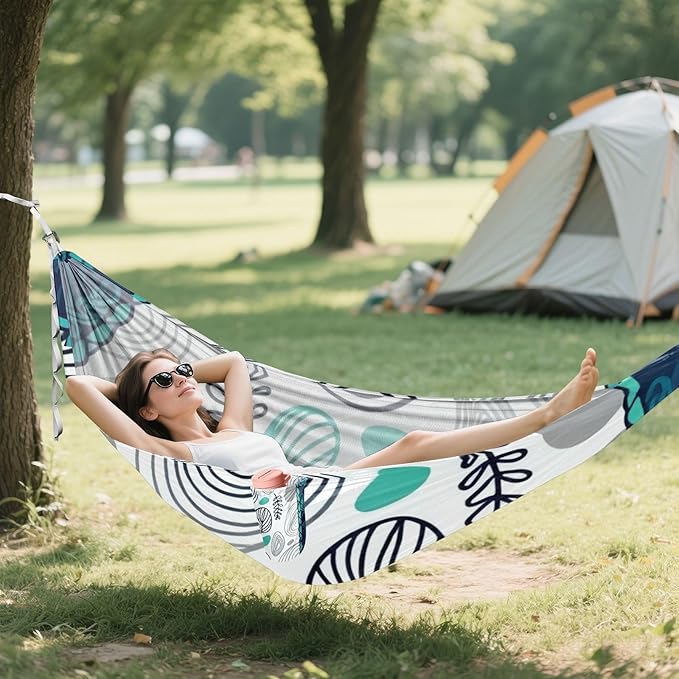 Abstract Leaf Outdoor Hammock with Tree Straps for Outside Beach Patio Garden