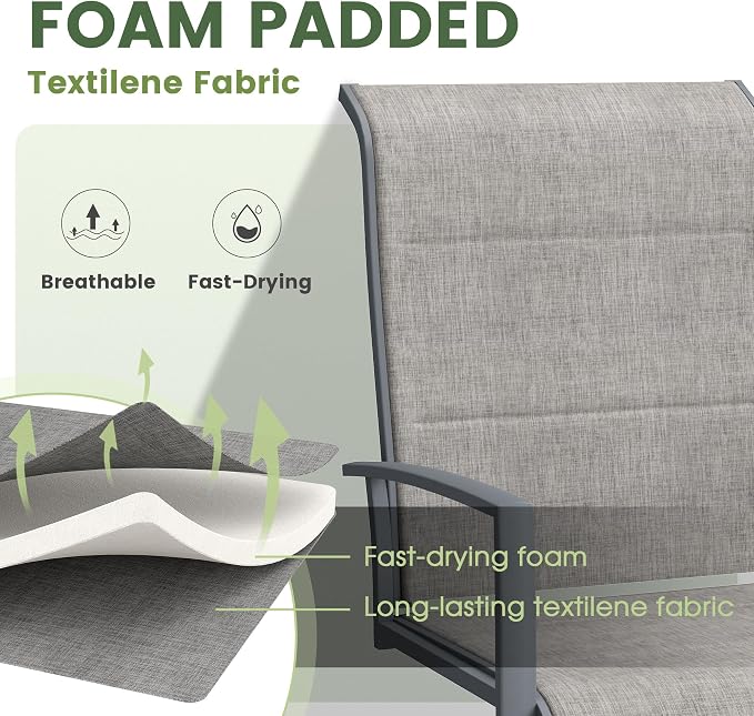 Outdoor Dining Set for 8, 60" Outdoor Dining Table with Umbrella Hole and Padded Textilene Patio Swivel Chairs, 9 Pieces Patio Table and Chairs Set for Garden Backyard, Grey