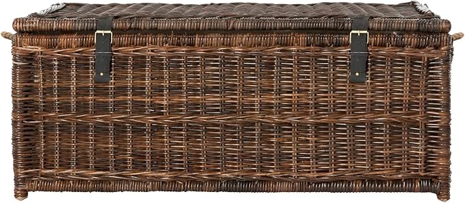 46" Wicker Storage Trunk Brown Rattan