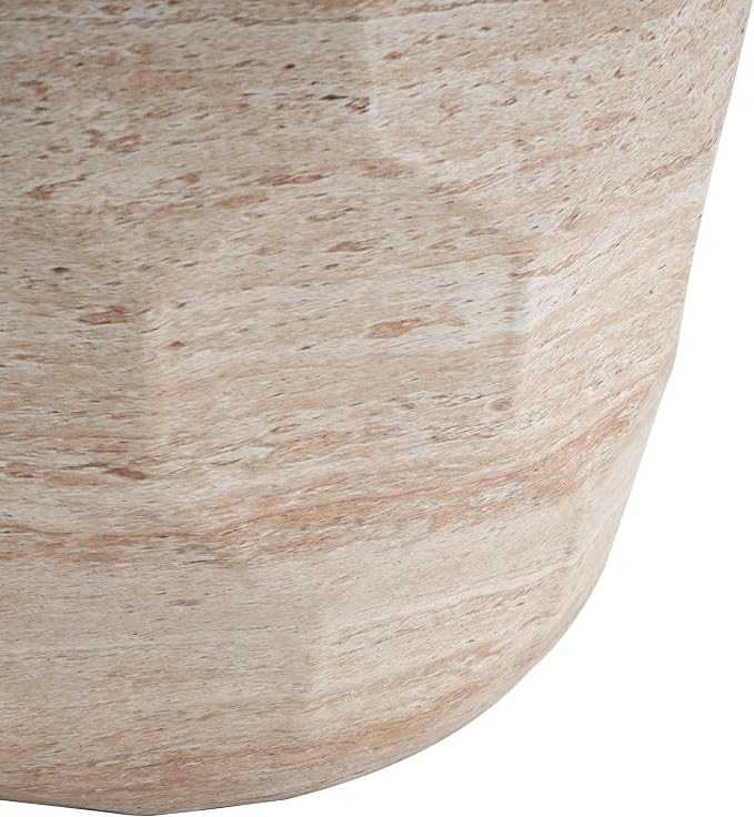 Outdoor Side Table 15.25" Drum Shape Concrete Side Table, Patio Tables for Outside Decorative Garden Stools, No Assembly Accent Table for Patio Porch Living Room, Beige