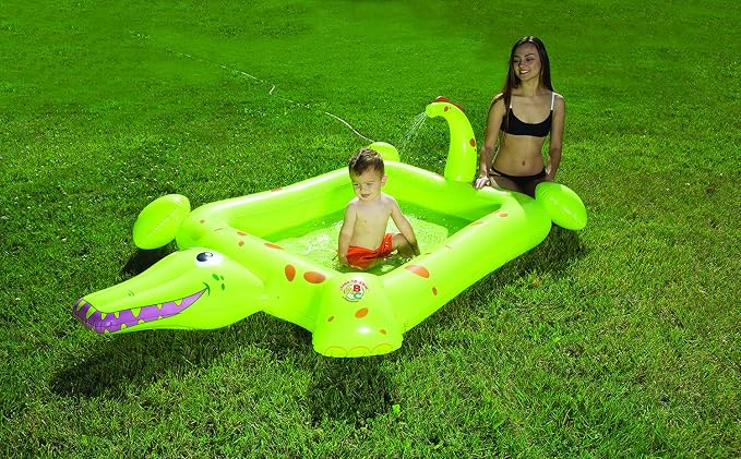 Poolmaster Crocodile Spray Inflatable Kiddie Swimming & Wading Pool for Toddlers