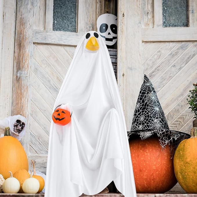 Halloween Goose Outfit Summer Halloween Ghost Porch Outfits Yard Clothes Silly Lawn Shirt for 23'' Cement Plastic Duck Decorations