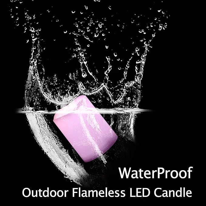 Outdoor Waterproof Color Changing Flameless LED Pillar Candles with Remote Battery Operated Plastic Decorative Multi-Color Lights for Halloween Christmas Party Centerpiece Decorations 3"x4" 3pack