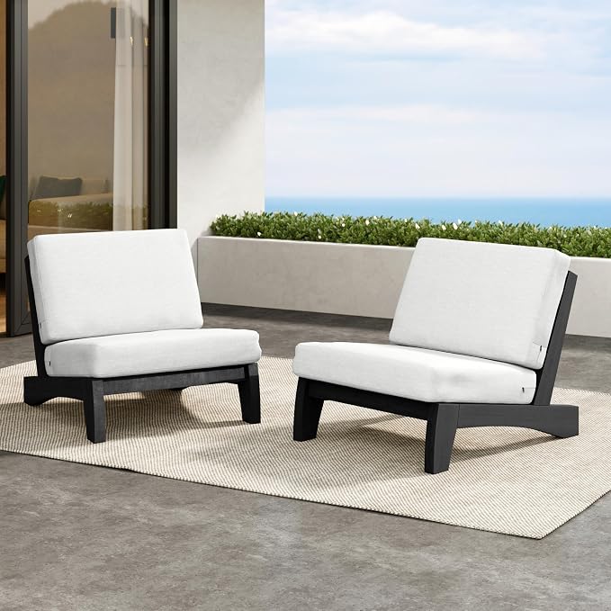 2 Pieces Patio Furniture Sets, All-Weather Outdoor Wood Bistro Set Patio Conversation Chiarsfor Balcony, Backyard