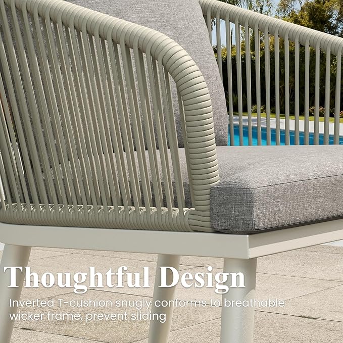 LayinSun 11 Pieces Outdoor Patio Dining Set, Aluminium Rectangular Dining Table and Wicker Rattan Chairs Set for Outside Backyard, Poolside