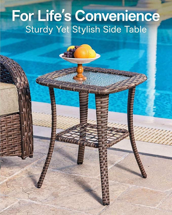7-Piece Patio Furniture Set with 6-Inch Thick Cushions, High Back Outdoor Couch and Arm Chairs, All-Weather Conversation Set for Porch, Deck, Yard, Pool in Beige