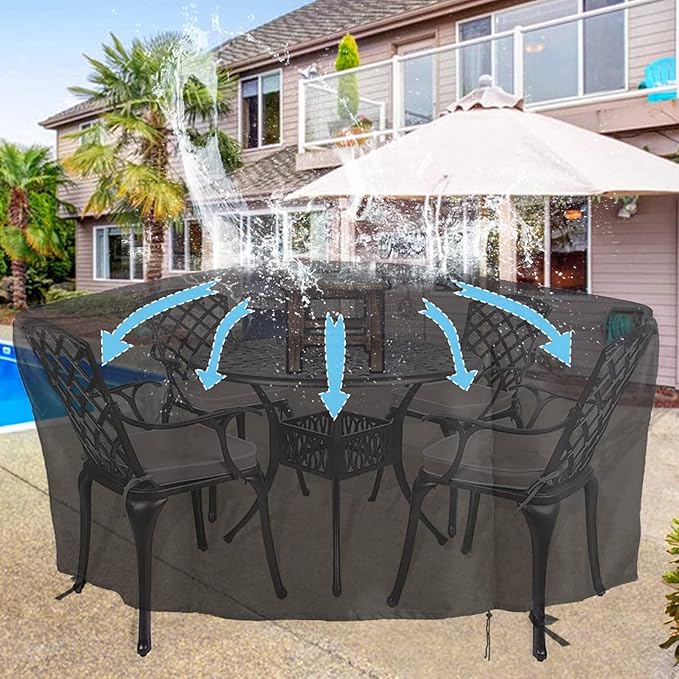 POMER Patio Furniture Set Cover,78Inch Tall High Table Cover for Round Furniture Set,Table Covers for Round Furniture Set-78D x 30H Inches