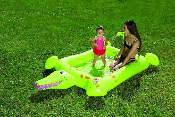 Poolmaster Crocodile Spray Inflatable Kiddie Swimming & Wading Pool for Toddlers