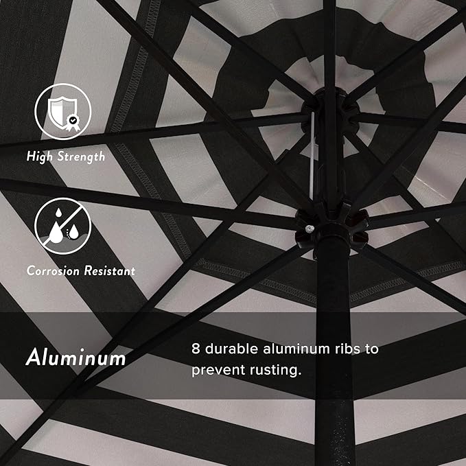 California Umbrella 7.5' Rd Aluminum Patio Umbrella, Crank Lift, Auto Tilt, Black Finish