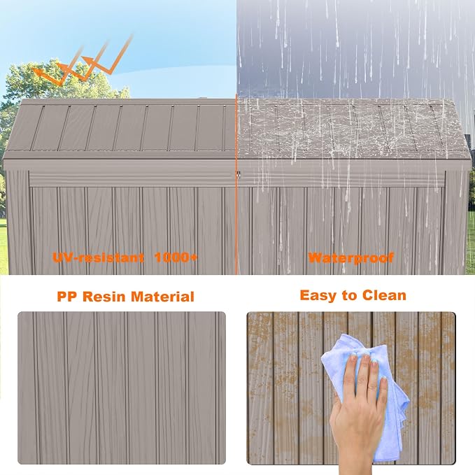 PatioZen 180 Gallon Resin Deck Box, Lockable Patio Outdoor Storage Box for Furniture, Garden Tools and Tools Storage, Waterproof Outside Storage Boxes - Grey