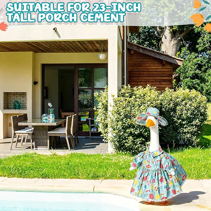 FuWeave Fall Porch Goose Outfit for Lawn Decor | Fits 23"/17" Lawn Plastic/Cement Statue Goose Costume Dress for Front Outdoor Courtyard Garden Patio Yard Decoration