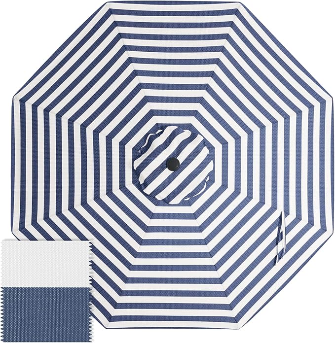 ABCCANOPY OLIFEN® 5-Year Non Fading 9FT Patio Umbrella Replacement Canopy Only (Navy Stripe)