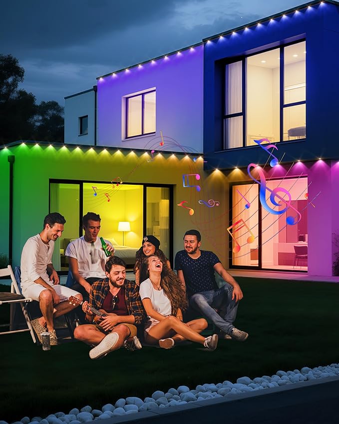 VCOKEN Permanent Outdoor Lights, 111FT with Smart 72 RGB LED Light for House & Outdoor Decor, DIY Scene Mode, IP65 Waterproof Eaves Lighting with App Control Remote for Christmas and Holiday Decor