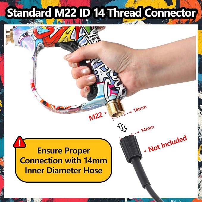 Pressure Washer Short Gun 4000 PSI High Pressure Power Washer Gun with M22-14mm Inlet and 1/4 Inch Quick Connector Heavy Duty Spray Gun for Foam Cannon Car Wash