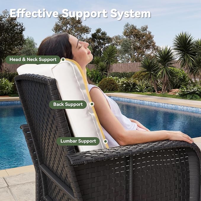 Aoxun 10-Piece Patio Furniture Set with 44” Fire Pit Table, Wicker Rattan Outdoor Sectional Sofa with High Back Swivel Rocker Chairs, Outdoor Patio Furniture Set with Thick Cushions & Ottoman, Beige
