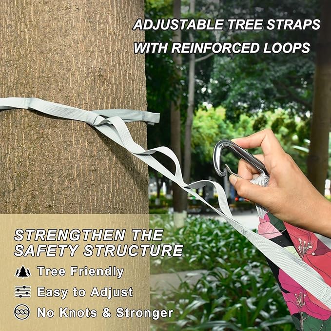 Camping Hammock Outdoor Hammocks for Outside Bougainvillea Flowers Beach Trees Portable Lightweight with Pockets Tree Straps Indoor