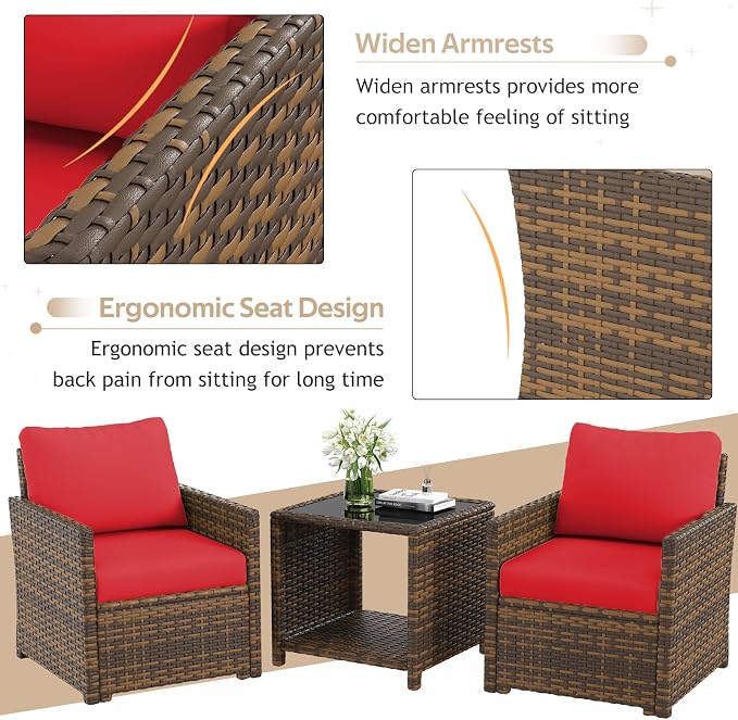 U-MAX Patio Furniture Set with Two Table, 7 PCS Outdoor Furniture for Garden