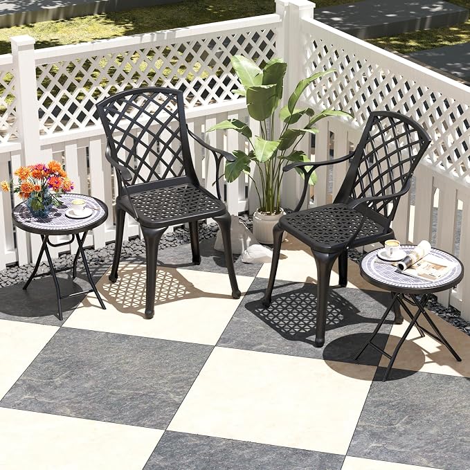 Tangkula Round Folding Side Table, 18 Inch Patio Coffee Table with Tempered Glass Tabletop and Metal Frame, Indoor Outdoor Small Side Table for Yard, Balcony, Porch, Poolside (Grey,2)
