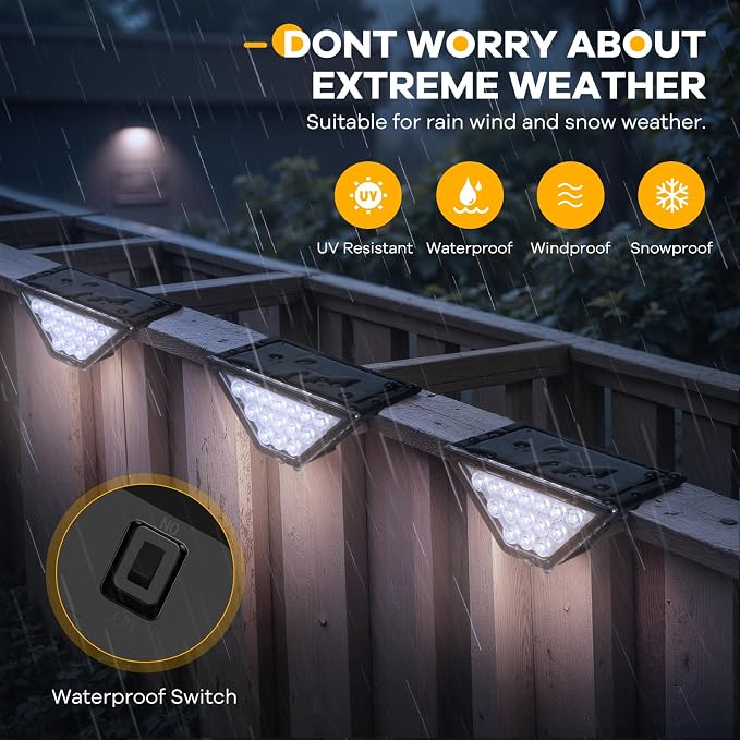 BKBB PPBB Solar Step Lights for Outside, Solar Stair Lights Outdoor Waterproof, Deck Step Lights for Fence, Patio, Yard, Porch, Front Door, Sidewalk, Garden, Patio Decor (10, Cool White)