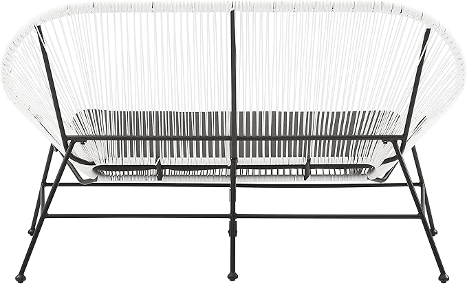 Linon Charleston White Woven Hammock Style Outdoor Loveseat