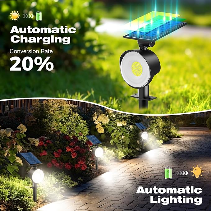 nipify Solar Spot Lights Outdoor Waterproof, Landscape Spotlights | Cool White, 8 Pack/53 LED/3 Modes, Adjustable Solar Panels, Auto On/Off, Uplights Lighting for Outside Tree Yard Flag Garden
