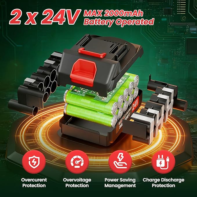 Cordless Weed Wacker, Stringless Electric Weed Eater & Lawn Edger with 2x2000mAh Battery. Lightweight Weed Cutter/Grass Cutter, 5 Different Blades & Wheels,Suitable for Garden Yard Trimming