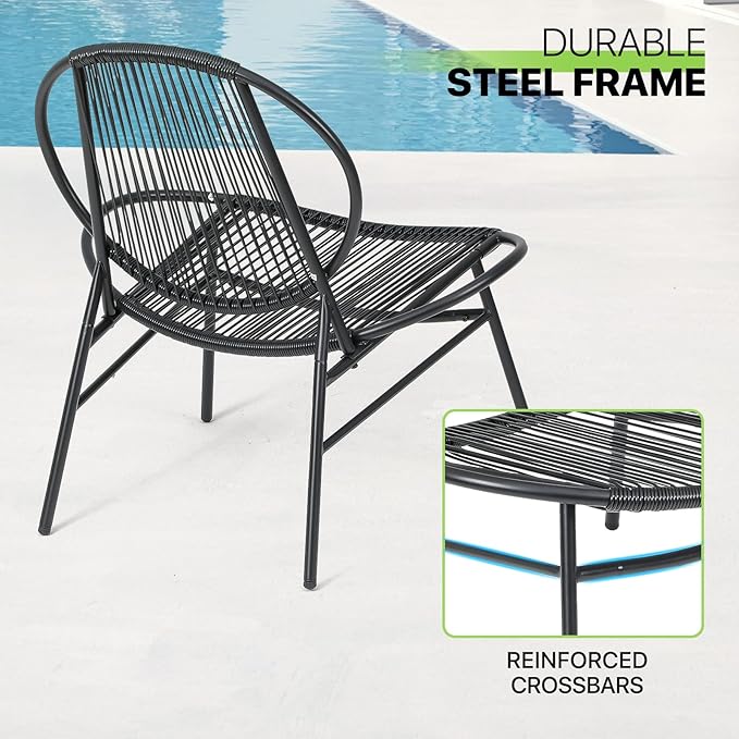 Magshion 4-Piece Outdoor Patio Furniture, All-Weather PE Rattan Wicker Loveseat and Chairs Conversation Set with Steel Coffee Table for Garden Backyard