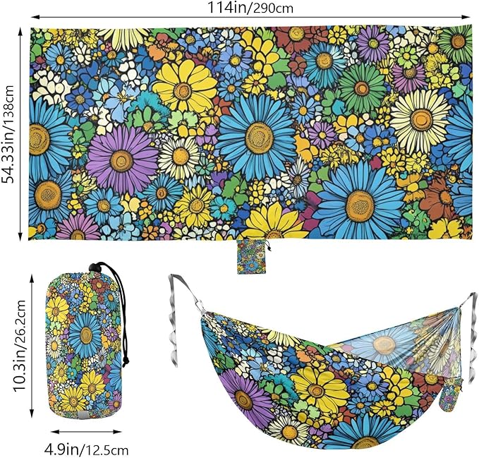Ukraine Sunflower Beauty Summer Flowers Clolrful 330lb Capacity Camping Hammocks with Tree Straps Fabric Hammock for Outside Patio Backyard Poolside hamaca para adultos