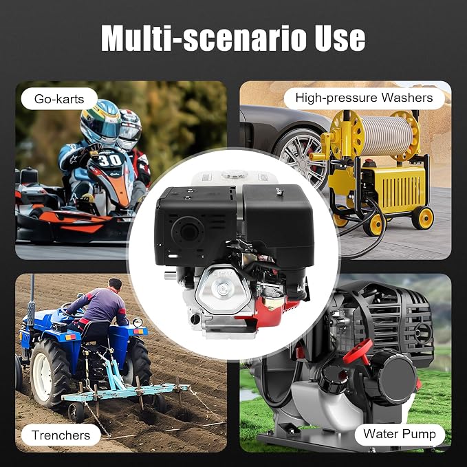420CC 15Hp Gasoline Engine, 9700W Mini Bike Engine Pull Start Air Cooling Go Kart Motor 4-Stroke Small Gas Engine 3000-3600Rpm for Water Pumps, Vibrators, Generators with 1.72 Gallons Fuel Tank