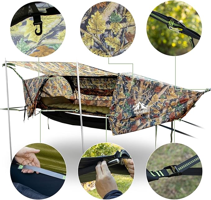 Night Cat Flat Lay Hammock Tent with Sleeping Bag for 1 Person Flat Lay Hammock Tent Combo Set