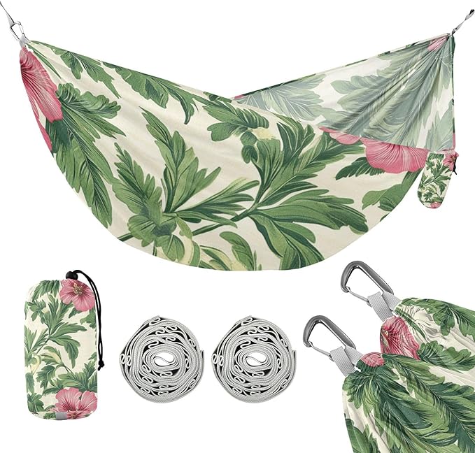 Tropical Flowers Red 330lb Capacity Hammocks for Camping Indoor Hammock for Camping Travel Accessories Base para hamacas