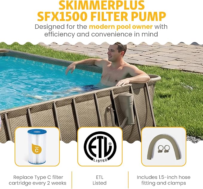 Funsicle Oasis Designer Lap 24' x 12'x 52" Rectangular Above Ground Swimming Pool, with FiltraBoost 1200 GPH Filter Pump, Ladder, Maintenance Kit, Cover & Ground Cloth, Triple Basketweave