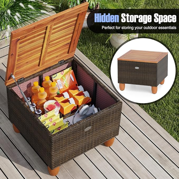 HAPPYGRILL 3-Piece Patio Conversation Furniture Set Outdoor Wicker Sofa Set with Soft Cushions & Coffee Table for Balcony Backyard Porch