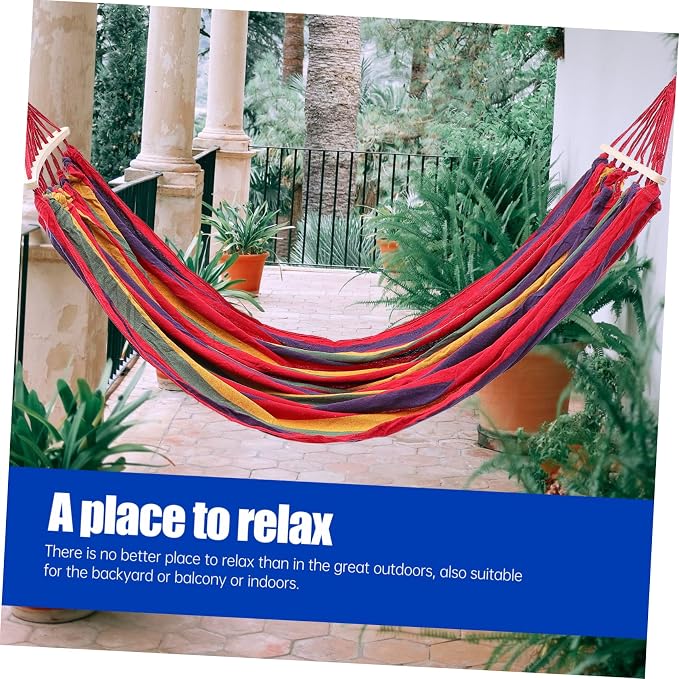 Rope Hammocks for Outside Camping Hammocks Striped Canvas Swing Bed Garden Travel for Adventure