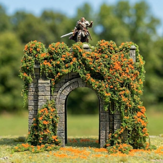 Realistic Miniature Vines - Hanging Moss Scenery for Diorama Supplies & Model Building - Mini Miniature Plants for Rainforest, Dollhouse, Fairy Gardens, Crafts DIY, Tabletop Wargaming (Orange)