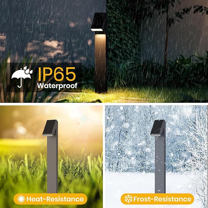 SOTTLOT Solar Pathway Lights, Dimmable Metal Solar Landscape Path Lights IP65, 3000K Solars Walkway Light for Outside, Garden Yard Patio Path Lawn Decor, 2pcs
