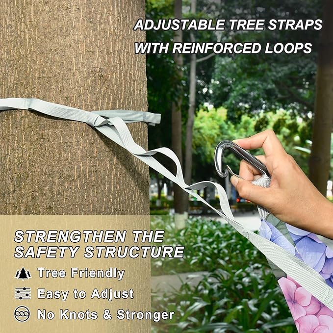 Camping Hammock Outdoor Hammocks for Outside Hydrangea Flowers Beach Trees Portable Lightweight with Pockets Tree Straps Indoor Small